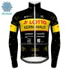 Set Fietsshirt Lange Mouw + Lange Koersbroek 2023 Lotto-Kern Haus Winter Thermal Fleece Geel Zwart